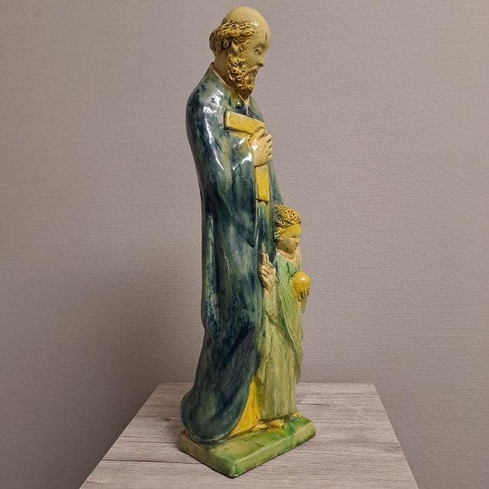 Potterie flamand - A.Noseda - sculptuur, Jozef met kindje, Antiquités & Art, Antiquités | Verre & Cristal