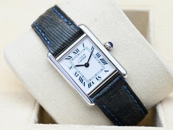 Cartier Tank Ref. 1614 Year 1999 (Box & Papers), Overige merken, Leer, Polshorloge, Ophalen of Verzenden
