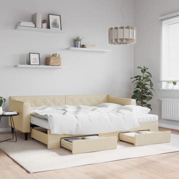 vidaXL Slaapbank met onderschuifbed en lades 80x200 cm stof, Verzenden, Nieuw