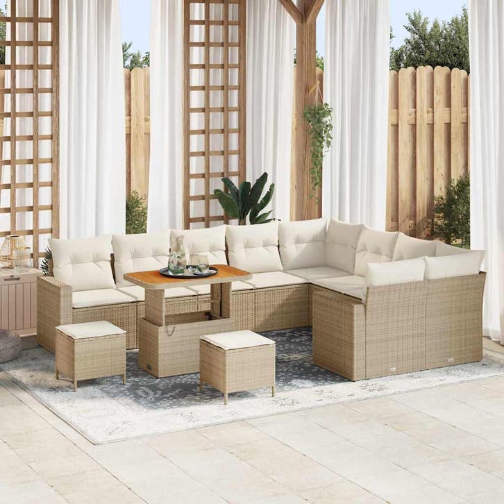 vidaXL Tuinbank Set 13 st 10-Aantal zitplaatsen Beige en, Tuin en Terras, Tuinsets en Loungesets, Nieuw, Verzenden