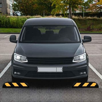 vidaXL Parkeerblokken reflecterend 2 st 56x15x10 cm rubber, Verzenden
