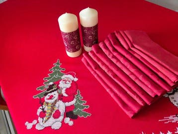 Edles 7-teiliges Weihnachts-Tischwäsche-Set – Handgestickte, Nieuw