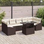 vidaXL Tuinbank Set met kussen 8 pcs Bruin en crème poly, Verzenden