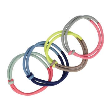 Haarelastieken Basic - Knoop - Duo Kleuren - Roze Groen