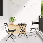 vidaXL Opvouwbare Bistroset 3 pcs Antraciet Staal, Tuin en Terras, Tuinsets en Loungesets, Verzenden, Nieuw