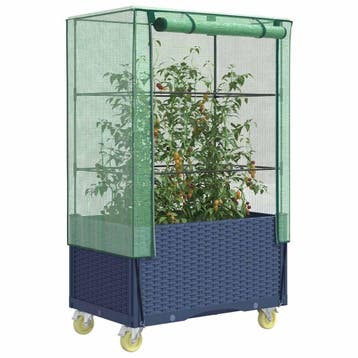 vidaXL Plantenbak verhoogd met hoes en wielen 80x50x182 cm, Verzenden