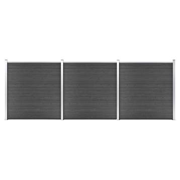 vidaXL Schuttingpanelenset 526x186 cm HKC zwart, Verzenden