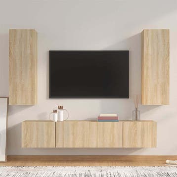 vidaXL 4-delige Tv-meubelset bewerkt hout sonoma, Verzenden, Nieuw