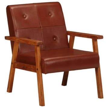 Luxe Lederen Fauteuil bruin: Retour deal - 35% korting, O..., Verzenden, Zo goed als nieuw, 50 tot 75 cm, Hout
