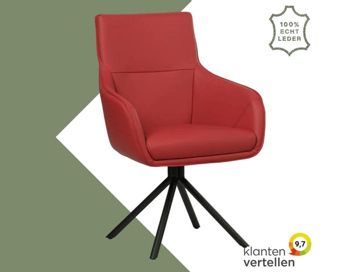 Leren draaibare eetkamerstoel Fancy - Toledo Ducati (rood), Maison & Meubles, Tabourets de bar, Enlèvement ou Envoi