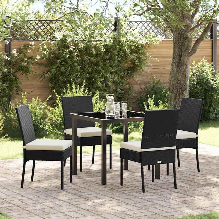 vidaXL Tuin Eettafel Set 5 pcs Zwart Gepoedercoat staal, Jardin & Terrasse, Ensembles de jardin, Envoi