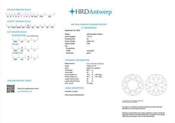 1 pcs Diamant (Natuurlijk) - 1.01 ct - Rond - H - VS2 - HRD