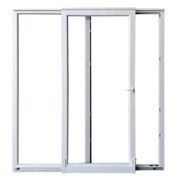 PVC raam kiep schuifpuien b200xh215cm antraciet rechts stomp, Gevelraam of Ruit, Nieuw, Dubbelglas, 160 cm of meer