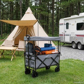 vidaXL Vouwbare winkelwagentje met remmen Grijs 105 x 56,5 x, Doe-het-zelf en Bouw, Verzenden, Nieuw