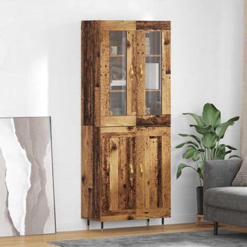 vidaXL Highboard 2 st Oudhout 69,5 x 34 x 180 cm Bewerkt, Huis en Inrichting, Verzenden, Nieuw