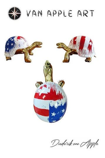 VAN APPLE (XX-XXI) - Sculpture XL Golden peace Turtle