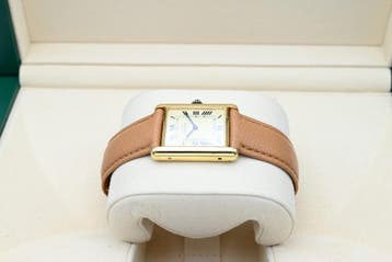 Cartier Tank Vermeil Year 1990s (Box), Handtassen en Accessoires, Overige merken, Leer, Polshorloge, Ophalen of Verzenden