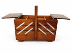 Boîte à couture - Bois - bois, vintage, compartiments, Antiquités & Art