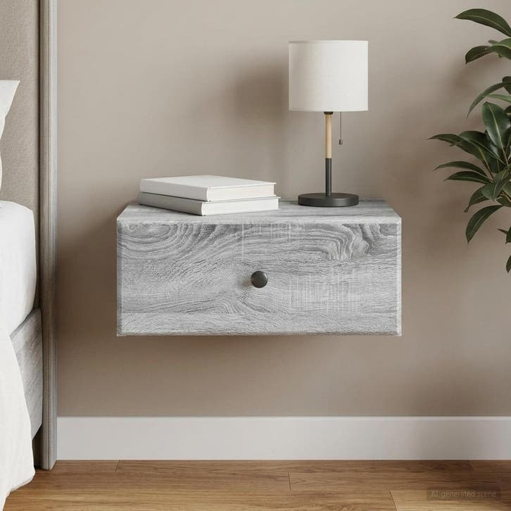 vidaXL Muurbevestigde Nachttafel Grijs sonoma 49 x 34,5 x 20, Maison & Meubles, Chambre à coucher | Tables de chevet, Envoi