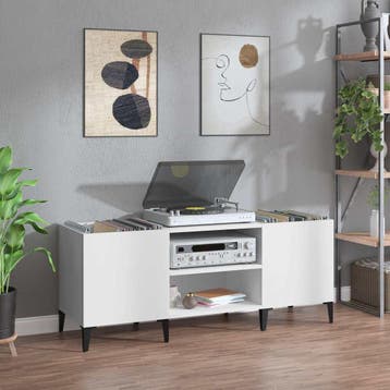 vidaXL Platenkast 121x38x48 cm bewerkt hout wit, Verzenden
