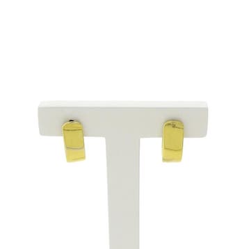 9 Karaat halfronde oorbellen met zirconia, Handtassen en Accessoires, Oorbellen, Gebruikt, Geel, Ophalen of Verzenden, Met edelsteen