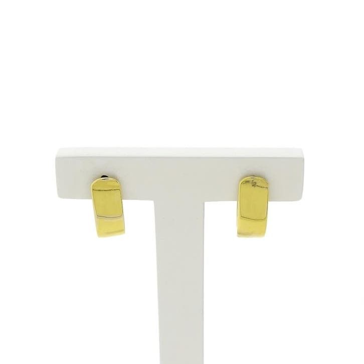 9 Karaat halfronde oorbellen met zirconia, Handtassen en Accessoires, Oorbellen, Geel, Gebruikt, Met edelsteen, Goud, Ophalen of Verzenden
