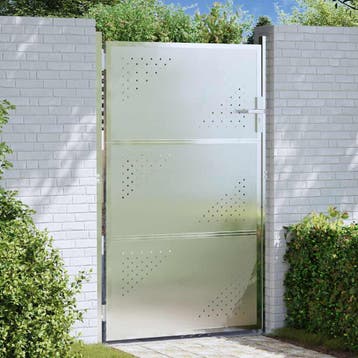 vidaXL Tuinpoort 85 x 120 cm Roestvrij staal zilver, Verzenden