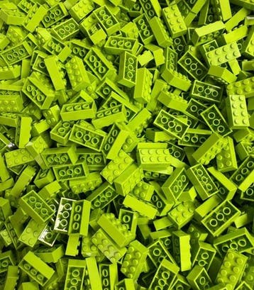Lego Stenen - Lego 3001 2x4 bricks lime 100 stuks, Nieuw