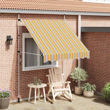 vidaXL Luifel handmatig uittrekbaar 200 cm geel en blauwe, Jardin & Terrasse, Protection solaire, Verzenden