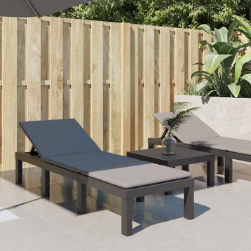 vidaXL Ligbed met kussens PP antracietkleurig, Tuin en Terras, Tuinsets en Loungesets, Verzenden, Nieuw