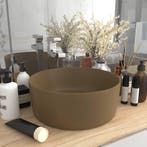 vidaXL Wastafel rond 40x15 cm keramiek matcrème, Verzenden