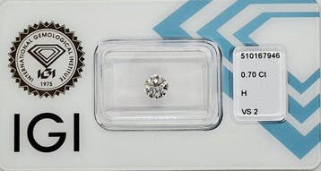 1 pcs Diamant (Naturelle) - 0.70 ct - Rond - H - VS2 -, Handtassen en Accessoires, Edelstenen, Nieuw