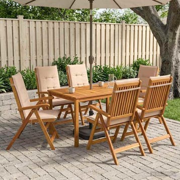 vidaXL 7-Piece Garden Dining Set Naturel Massief Acacia Hout, Verzenden, Nieuw