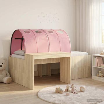 vidaXL Kinderhoogslaper met bureau 3 st Sonoma eiken en roze, Huis en Inrichting, Verzenden, Nieuw