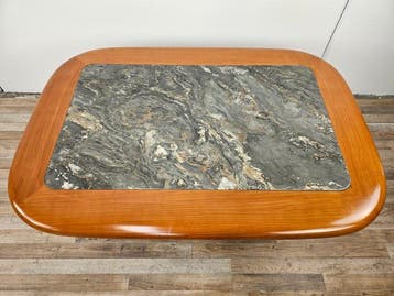 Hohnert Design - Salontafel - Koffietafel van hout en marmer, Antiek en Kunst