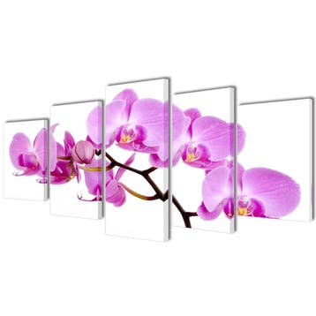 vidaXL Canvas muurdruk set orchidee 200 x 100 cm, Collections, Posters & Affiches, Verzenden
