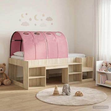 vidaXL Bed met Tunnel met plank 3 st Sonoma eiken en roze, Huis en Inrichting, Slaapkamer | Bedden, Verzenden, Nieuw