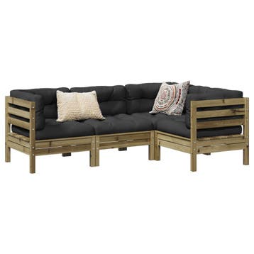 vidaXL 4-delige Loungeset met kussens geïmpregneerd, Verzenden, Nieuw, Loungeset