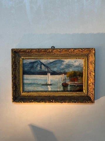 Filippo Carcano (1840-1914) - Paesaggio Lacustre con