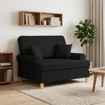 vidaXL Fauteuil met Kussens Zwart Stof, Verzenden