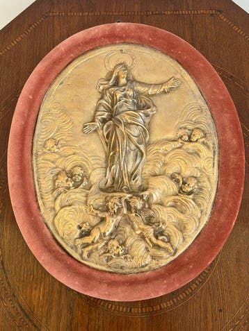 Reliëf, Assunzione della Vergine Maria - 41 cm - Brons