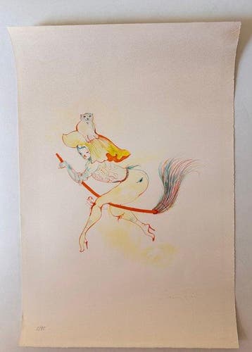 Leonor Fini (1907-1996) - Jeune sorcière sur un balai avec