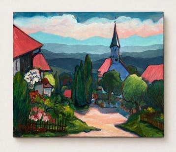 Fred Anselm (1922-2005) - Dorfkirche in idyllischer