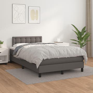 vidaXL Boxspring met matras kunstleer grijs 120x200 cm, Verzenden, Nieuw