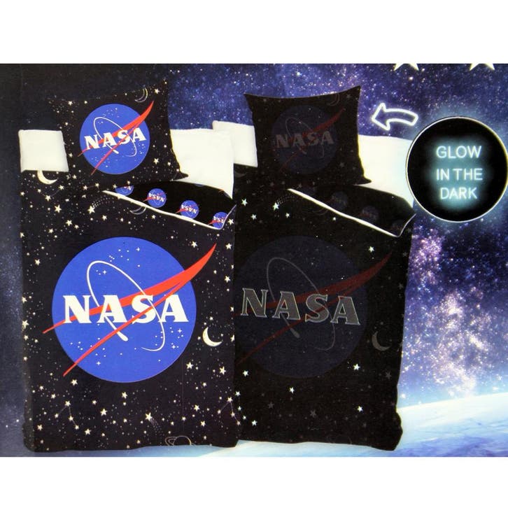 NASA Dekbedovertrek Eenpersoons 140 x 200 cm Glow In The Dar, Huis en Inrichting, Slaapkamer | Beddengoed