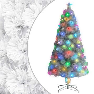vidaXL Kunstkerstboom met verlichting 120 cm glasvezel wit, Verzenden, Nieuw