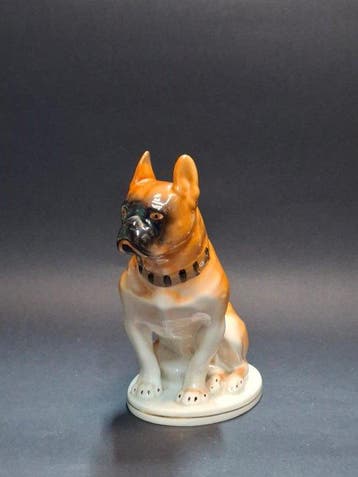 Figuur - Statuetta in porcellana Cane Boxer / Bulldog -, Antiek en Kunst