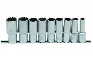 Bgs Technic Dopsleutel set, diep, 12-kant, 12,5 (1/2), 9 del, Verzenden, Nieuw