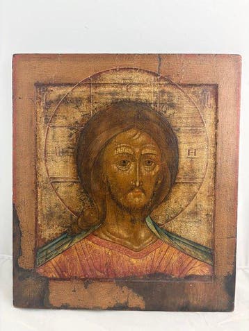 Icoon - Christ Pantocrator Het Grimm oog - Hout