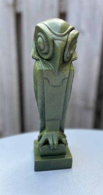 Beeld, Art Deco uil naar Johan Coenrad Altorf van gietijzer., Antiek en Kunst